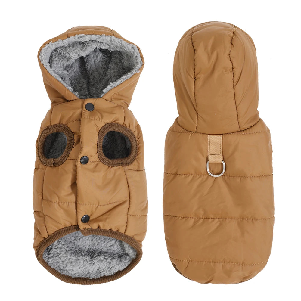 Premium Waterproof Pet Hoodie Coat - Winter Fleece Jacket for Small to Medium Dogs & Cats