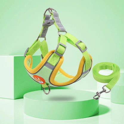 Adjustable Step-In Dog Harness with Reflective Safety Vest & Leash Set