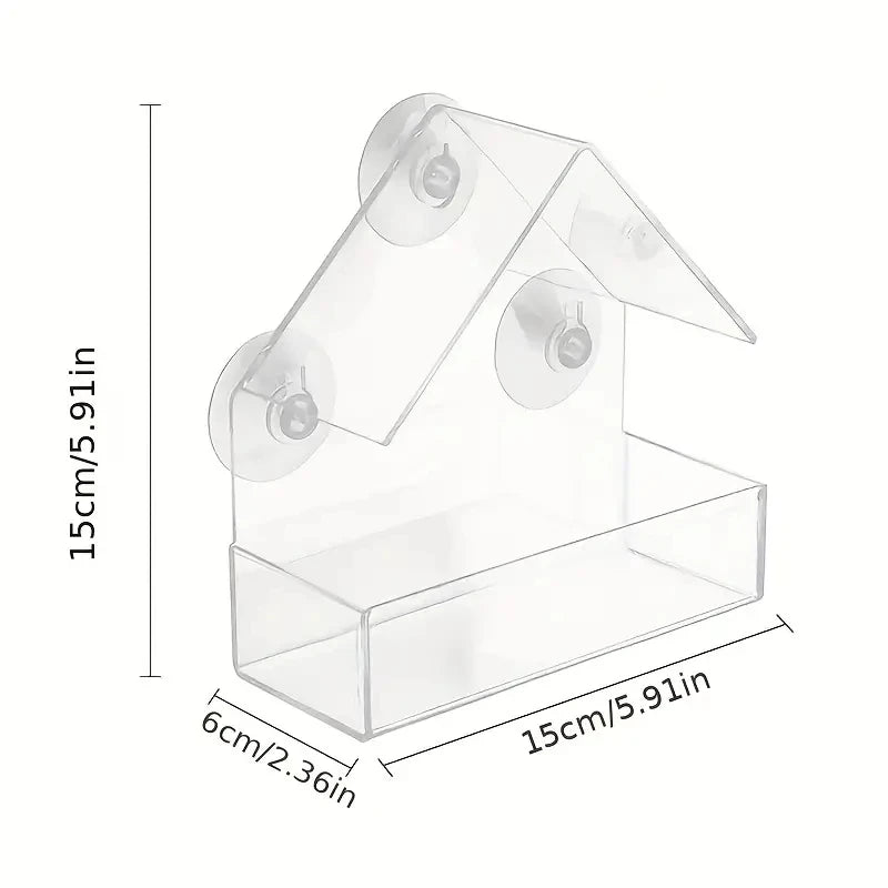 Clear Window Bird Feeder with Suction Cups - Outdoor Hanging Birdhouse