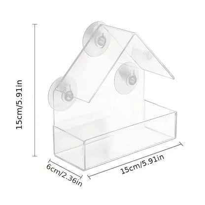 Clear Window Bird Feeder with Suction Cups - Outdoor Hanging Birdhouse