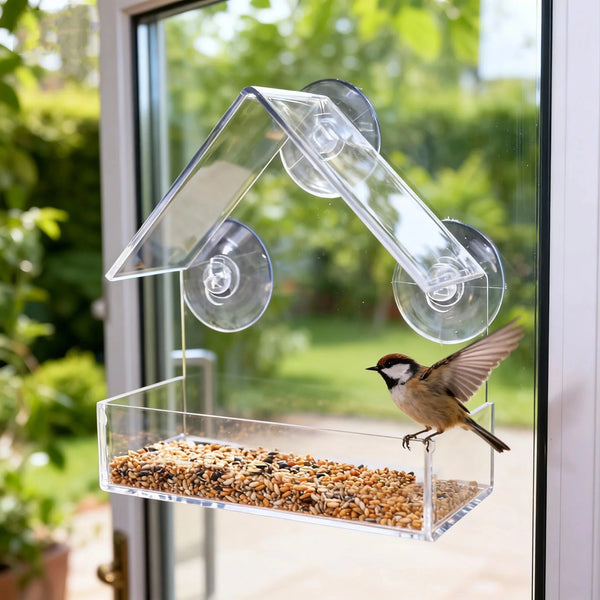 Clear Acrylic Window Bird Feeder with Suction Cup - PetWorld