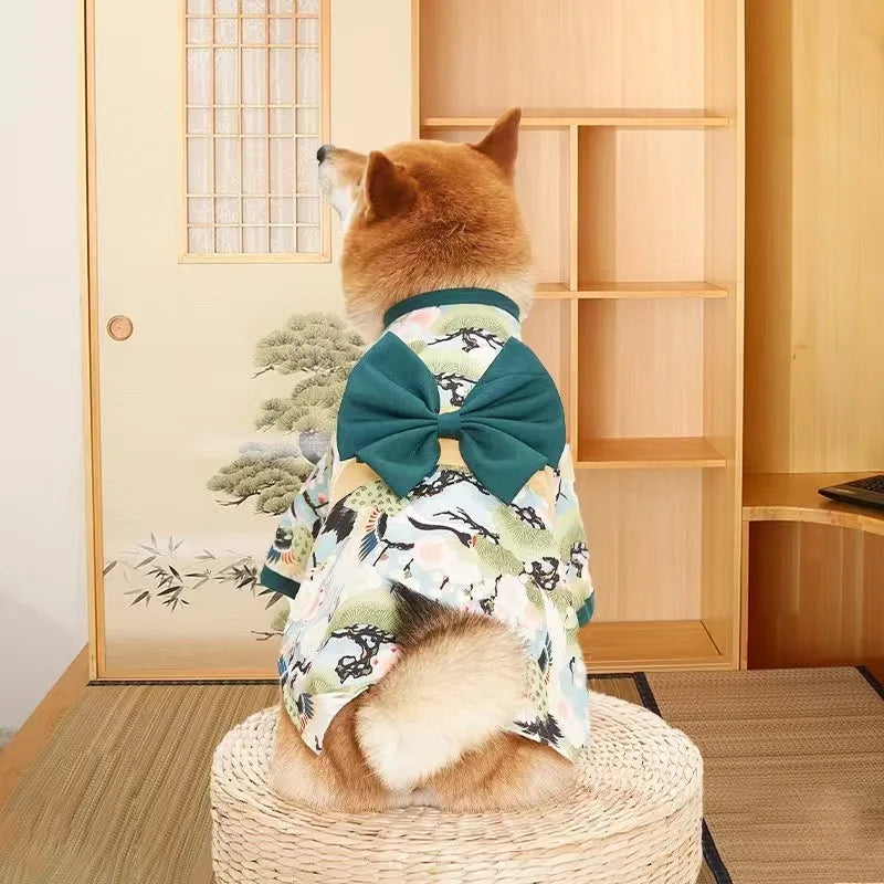 Japanese Style Pet Kimono Coat - Lightweight Summer Outfit for Cats & Dogs
