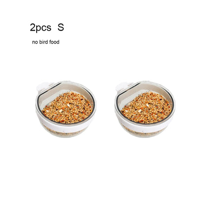 Detachable Bird Feeding Bowl - Transparent Hanging Feeder for Parrots & Small Birds