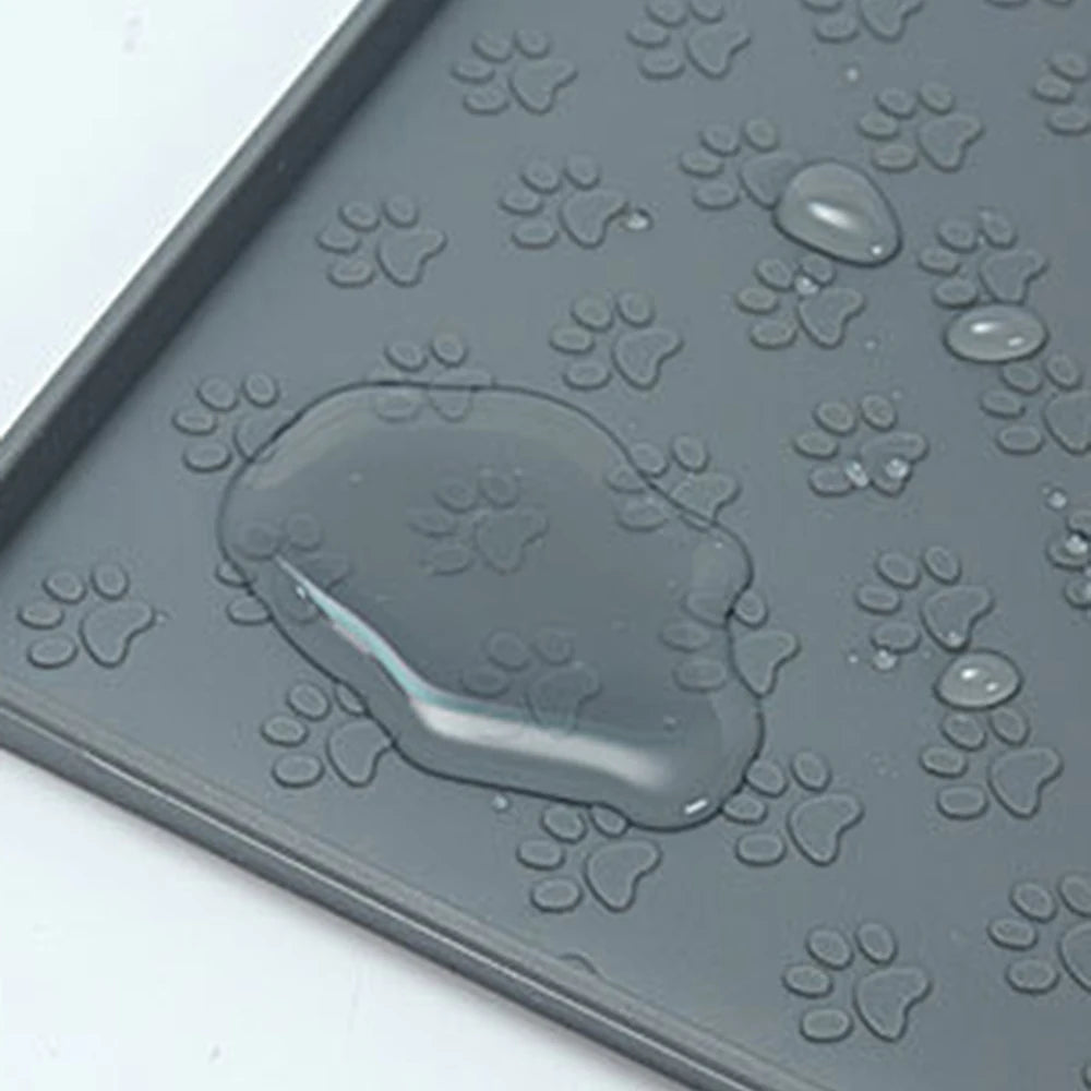 Pet Silicone Feeding Mat - Paw Print Non-Slip Waterproof Placemat for Dogs & Cats