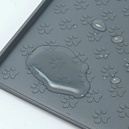 Pet Silicone Feeding Mat - Paw Print Non-Slip Waterproof Placemat for Dogs & Cats