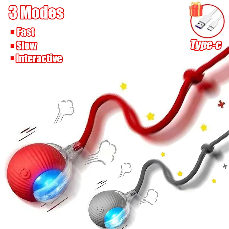 Interactive Cat Ball Toy - Automatic Rolling Smart Pet Toy with Faux Tail