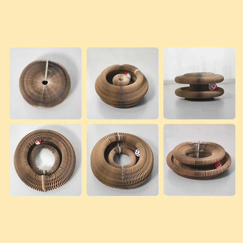 Interactive Cat Scratching Board with Ball Toy - Round Corrugated Scratcher