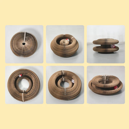 Interactive Cat Scratching Board with Ball Toy - Round Corrugated Scratcher