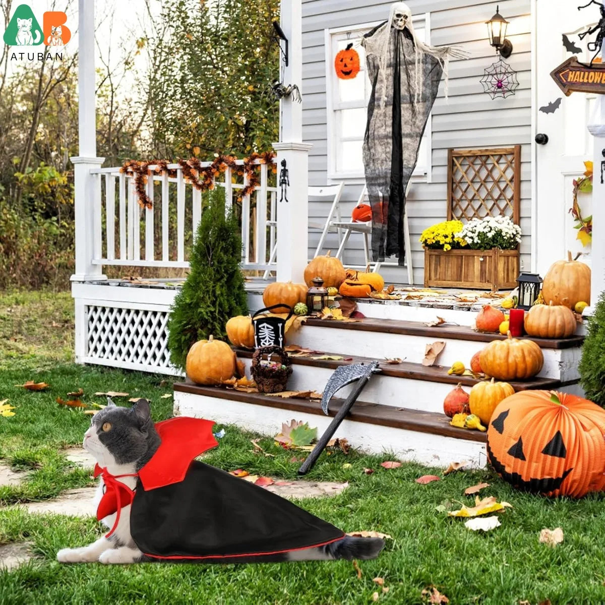 Pet Vampire Cloak - Halloween Costume for Cats & Small Dogs