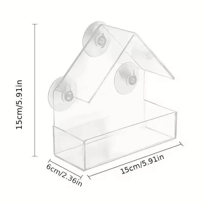 Clear Acrylic Window Bird Feeder with Suction Cup - PetWorld