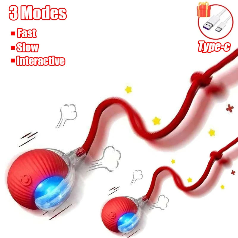 Interactive Cat Ball Toy - Automatic Rolling Smart Pet Toy with Faux Tail
