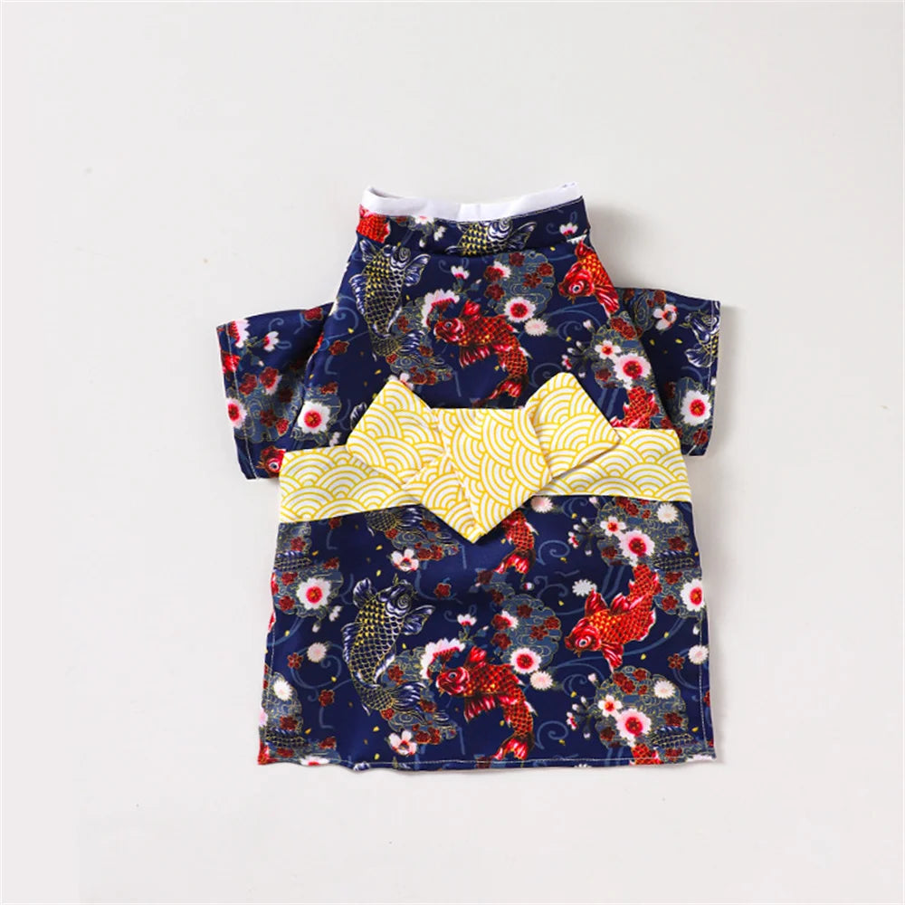 Japanese Style Pet Kimono Coat - Lightweight Summer Outfit for Cats & Dogs