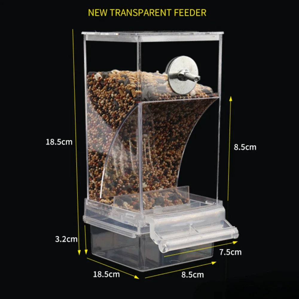 Automatic Bird Feeder Dispenser with Anti-Splash Design for Parakeets