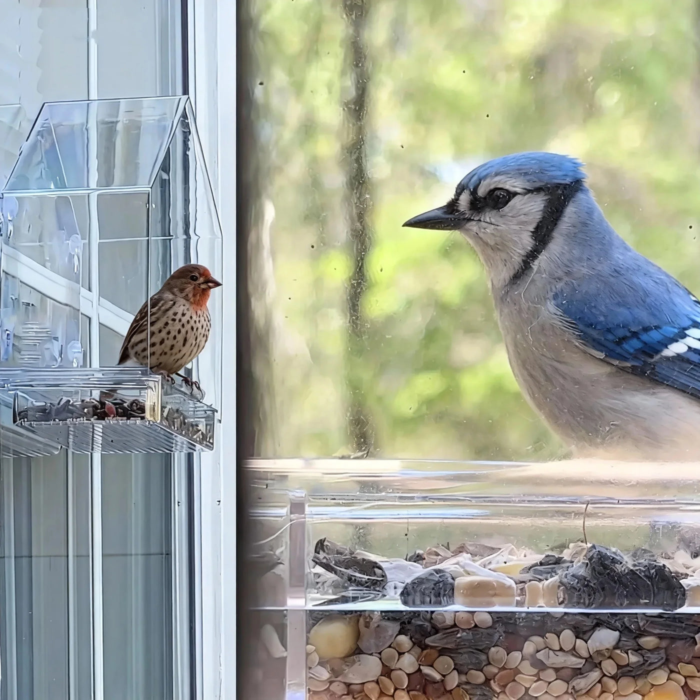 Clear Acrylic Window Bird Feeder with Suction Cup - PetWorld