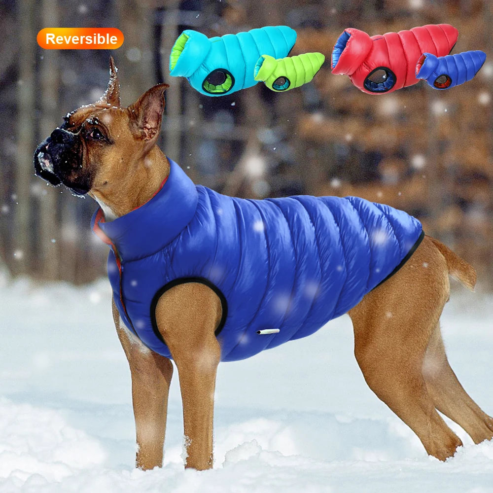 Reversible Waterproof Dog Vest - 3-Layer Winter Jacket for Small to Large Dogs