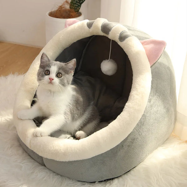 Premium Deep Sleep Cat Bed - Foldable & Washable Pet Cave