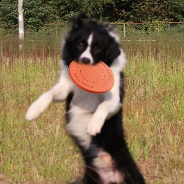 Durable Silicone Flying Disc Dog Toy - Interactive Training & Play