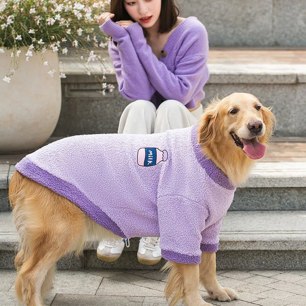 Premium Fleece Dog Hoodie for Large Breeds - Warm Winter Jacket