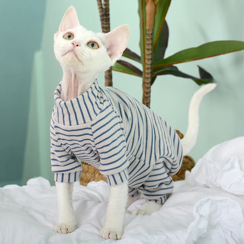 Soft Cotton 4-Legged Jumpsuits for Cats & Small Dogs - Cozy All-Season Pet Wear