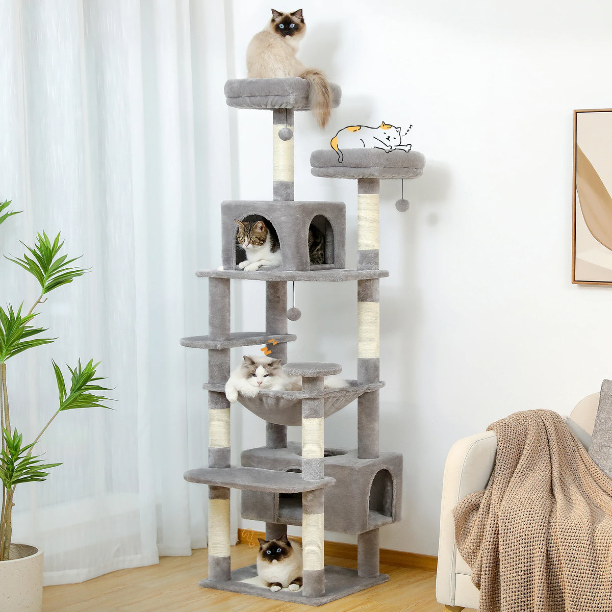 Premium Multi-Level Cat Tree Tower with Sisal Scratching Posts