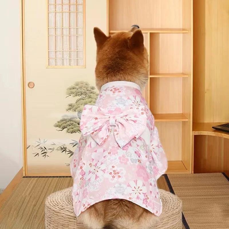 Japanese Style Pet Kimono Coat - Lightweight Summer Outfit for Cats & Dogs