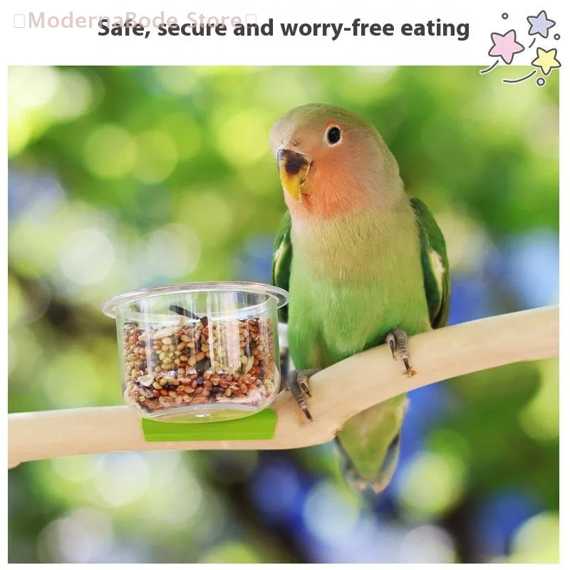 Parrot Food Bowl Feeder Cup with Clip - Bird Cage Water & Food Dispenser