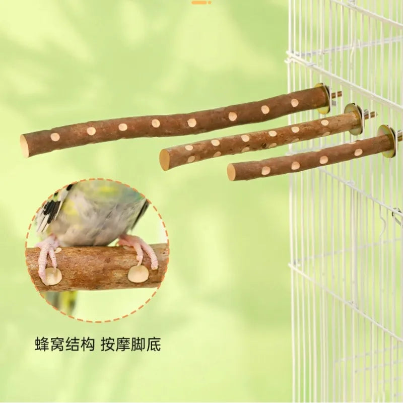 Natural Wood Bird Perch Stand - Branch Fork Perch for Parakeets, Budgies & Cockatiels