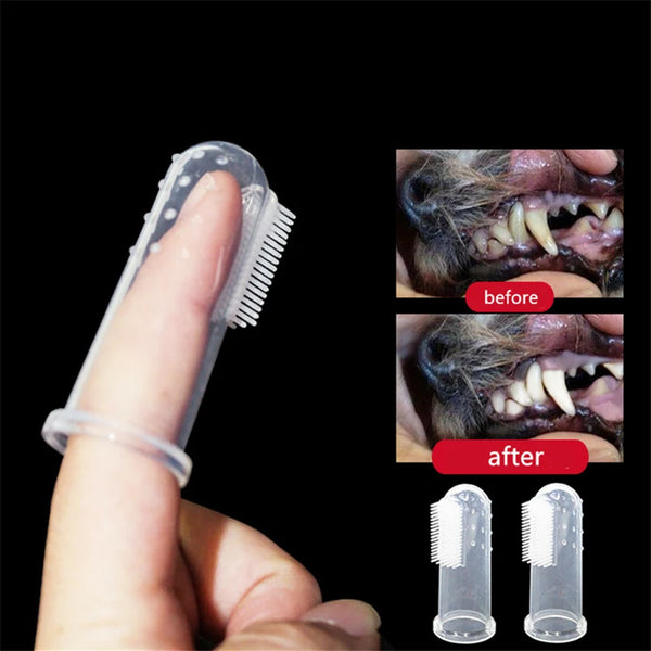 Soft Silicone Pet Finger Toothbrush - Dental Care Tool for Dogs & Cats