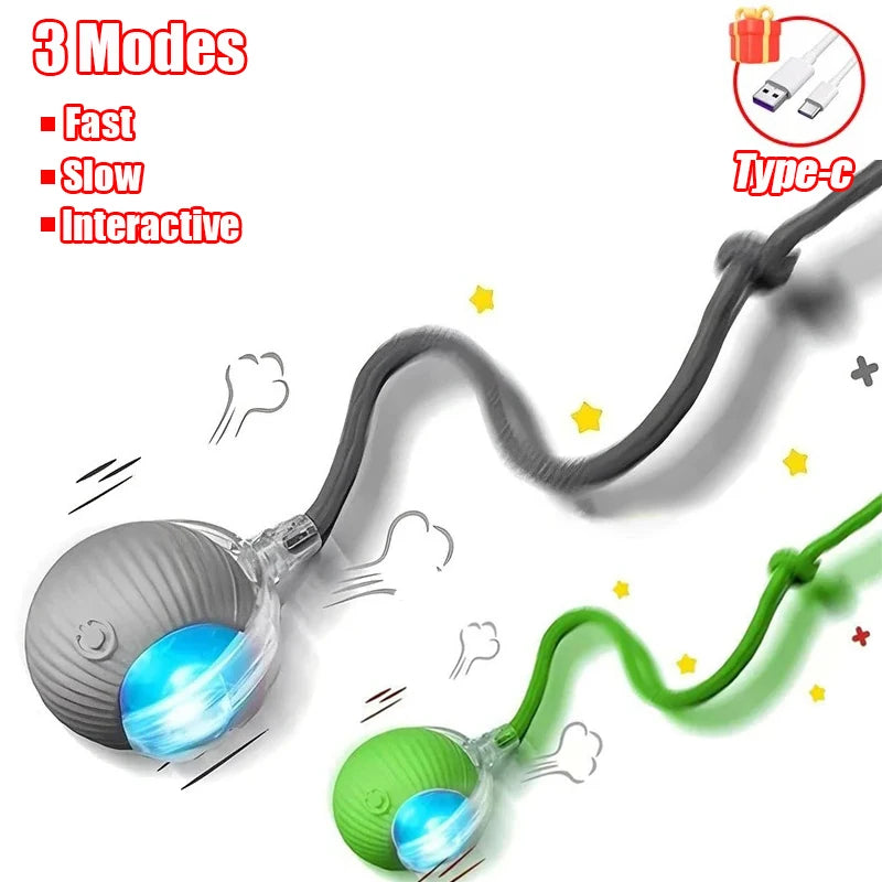 Interactive Cat Ball Toy - Automatic Rolling Smart Pet Toy with Faux Tail