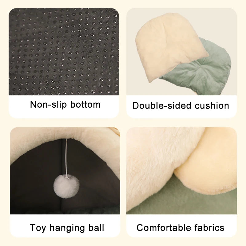 Premium Deep Sleep Cat Bed - Foldable & Washable Pet Cave