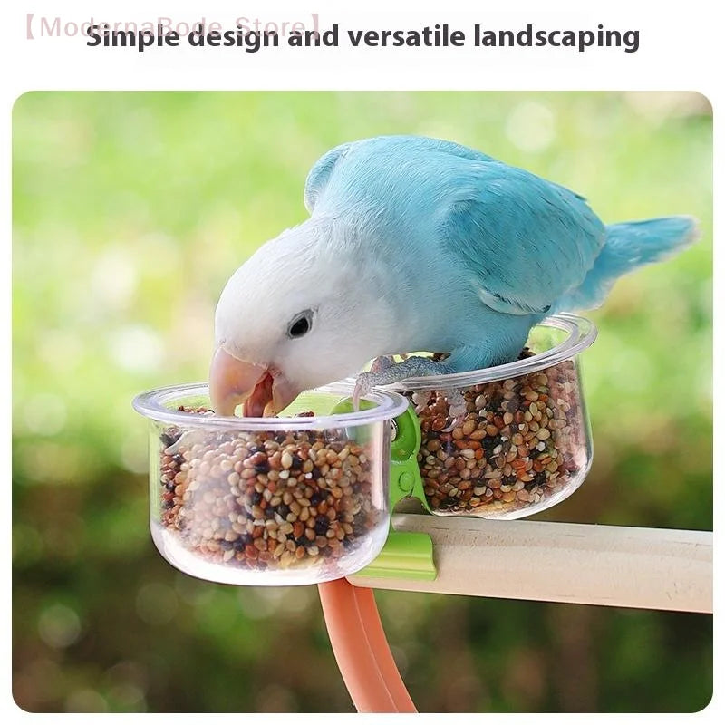 Parrot Food Bowl Feeder Cup with Clip - Bird Cage Water & Food Dispenser