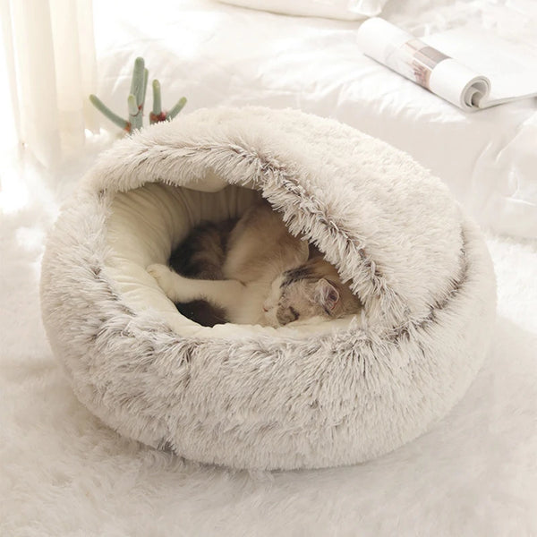 Premium Plush Round Pet Bed - Cozy Sleeping Nest for Cats & Small Dogs