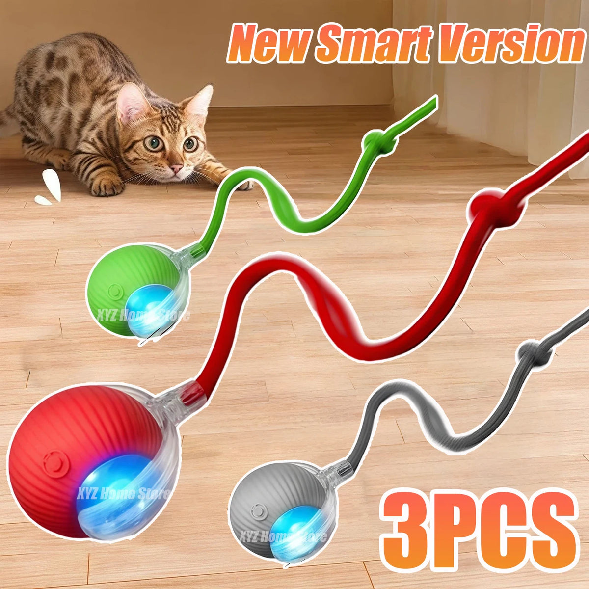Interactive Cat Ball Toy - Automatic Rolling Smart Pet Toy with Faux Tail
