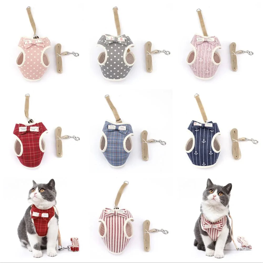 Premium Mesh Cat & Dog Harness with Leash Set