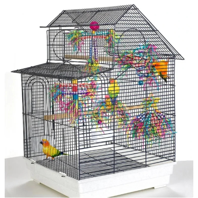 Premium Parrot Enrichment Toy Set - Natural Wood & Paper Silk Weaving