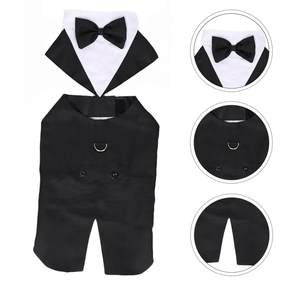 Pet Dog Formal Tuxedo Suit with Bow Tie - Wedding & Party Outfit