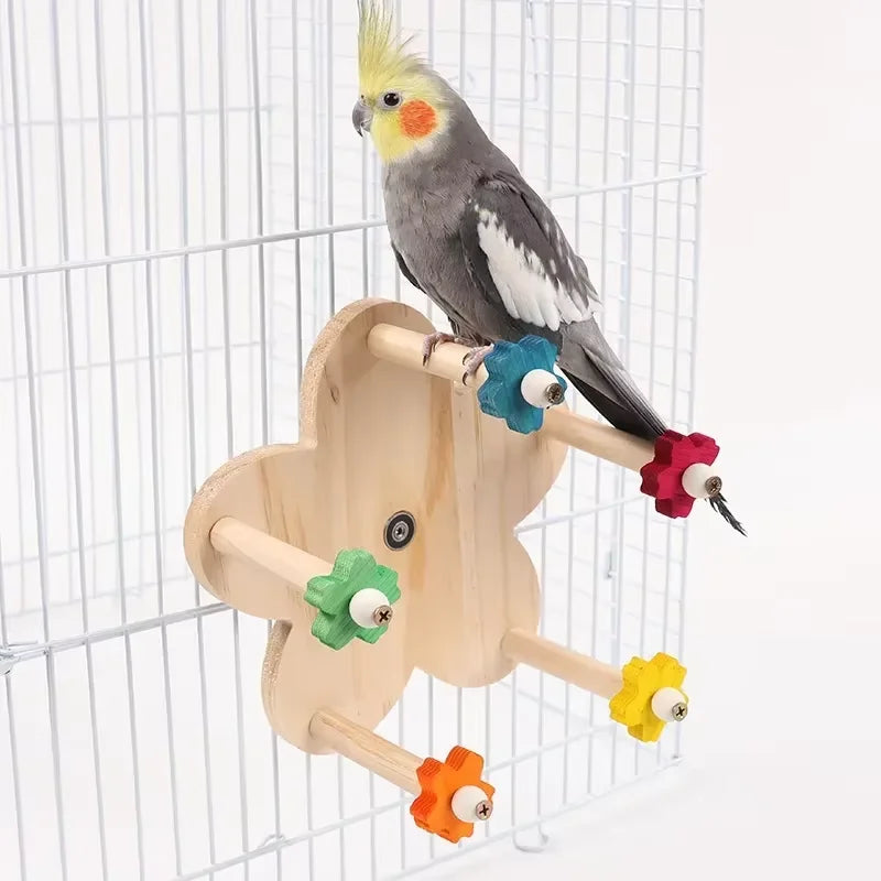 Premium Parrot Enrichment Toy Set - Natural Wood & Paper Silk Weaving