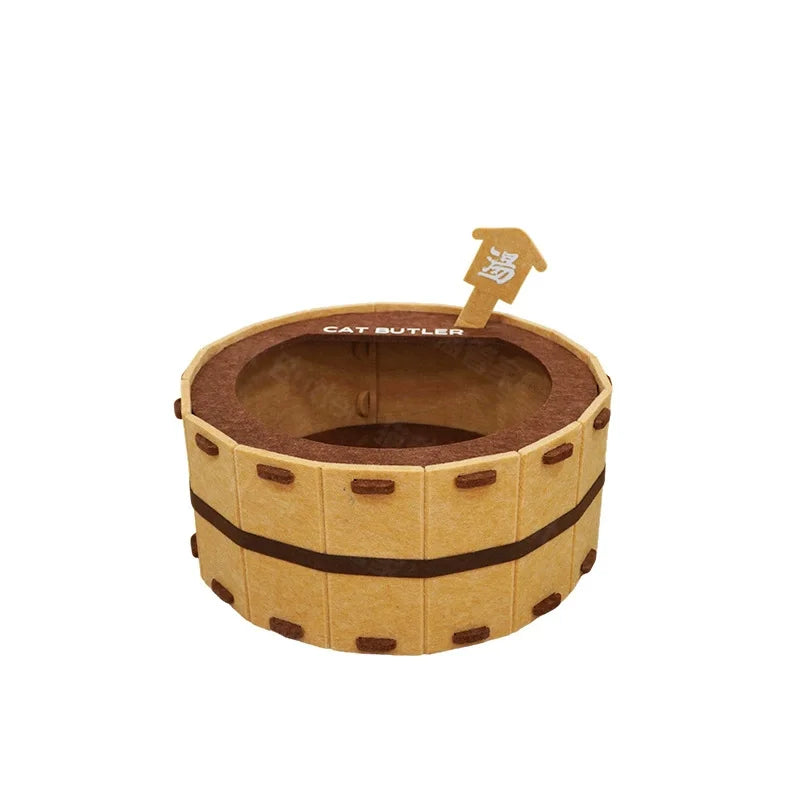 Cozy Felt Cat Bed - Semi-Enclosed Pet Nest with Scratch Surface