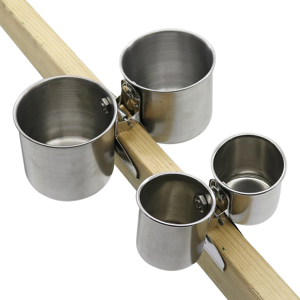 Stainless Steel Bird Feeder with Clip - Double & Single Cup Options