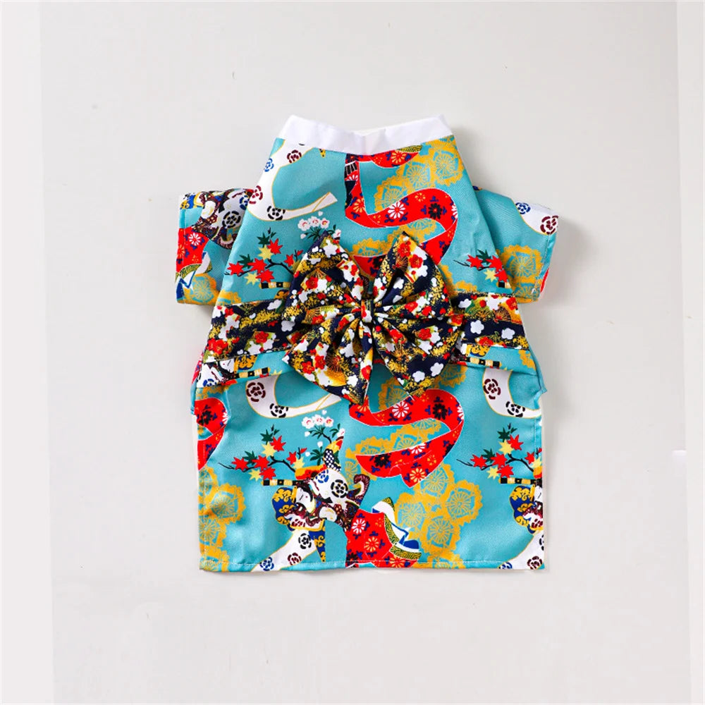 Japanese Style Pet Kimono Coat - Lightweight Summer Outfit for Cats & Dogs