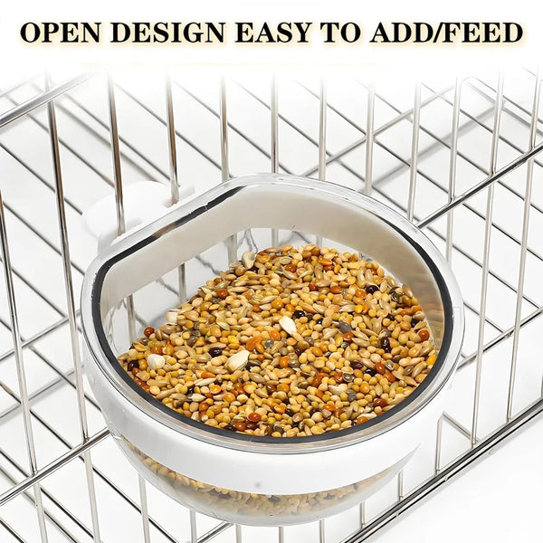 Detachable Bird Feeding Bowl - Transparent Hanging Feeder for Parrots & Small Birds