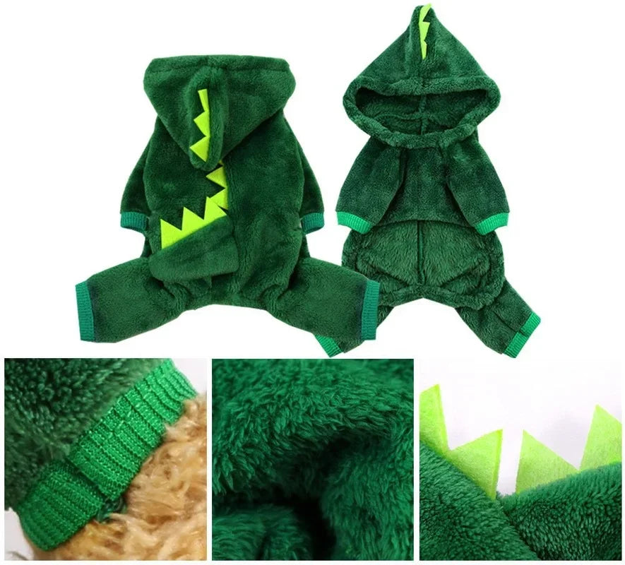 Dinosaur Costume for Cats & Small Dogs - Warm Fleece Hoodie