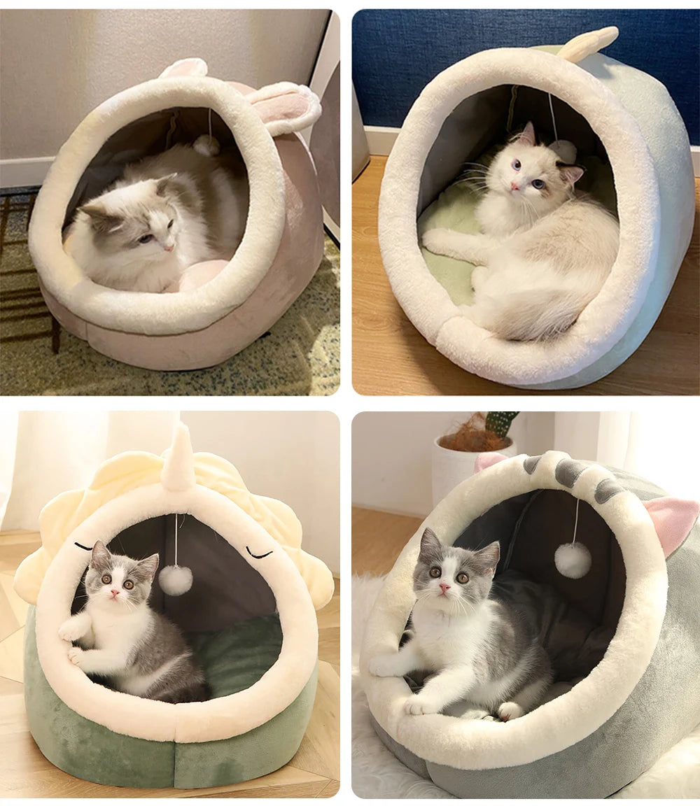 Premium Deep Sleep Cat Bed - Foldable & Washable Pet Cave