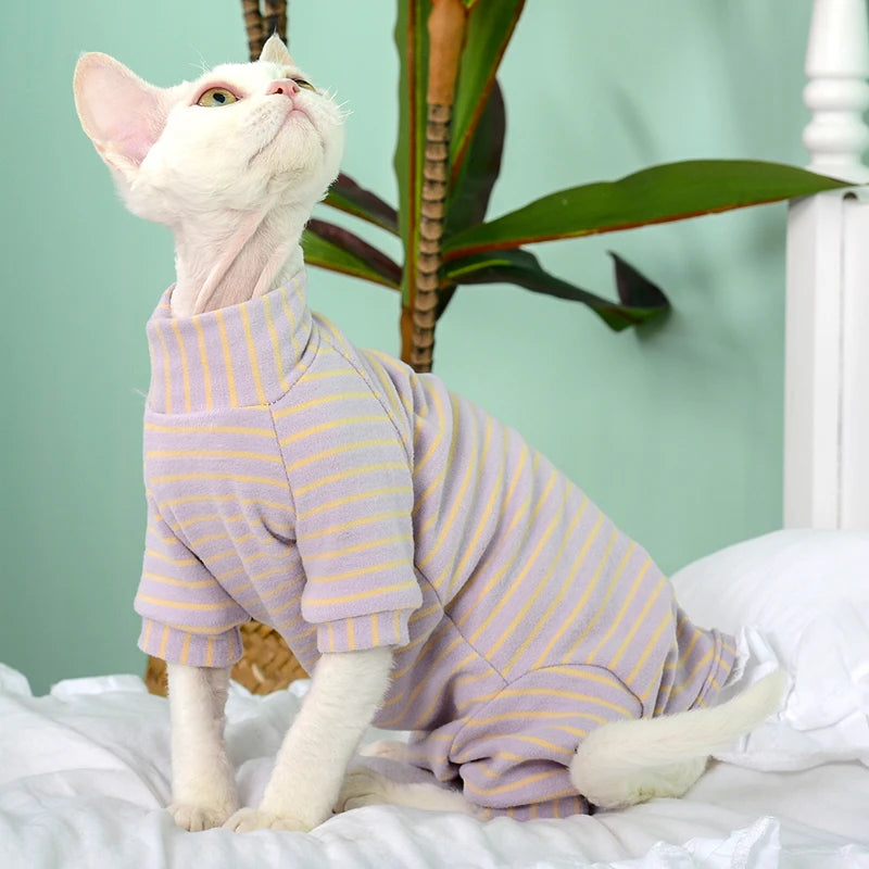 Soft Cotton 4-Legged Jumpsuits for Cats & Small Dogs - Cozy All-Season Pet Wear