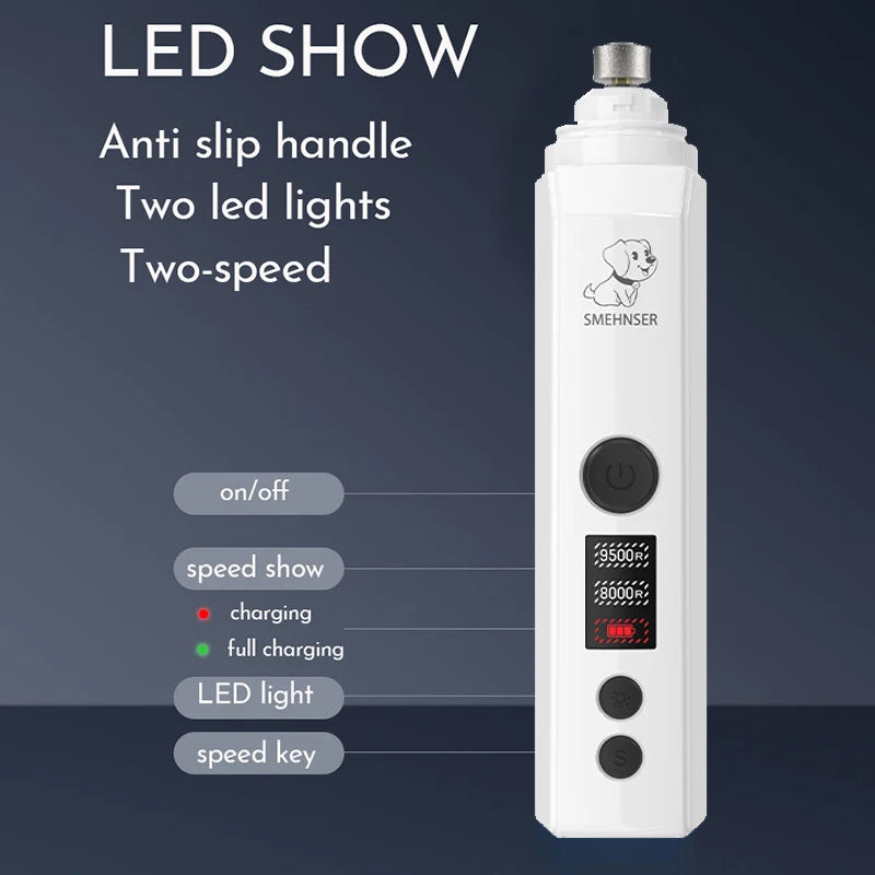 Professional Electric Dog Nail Grinder - Painless Pet Nail Trimmer for Dogs & Cats