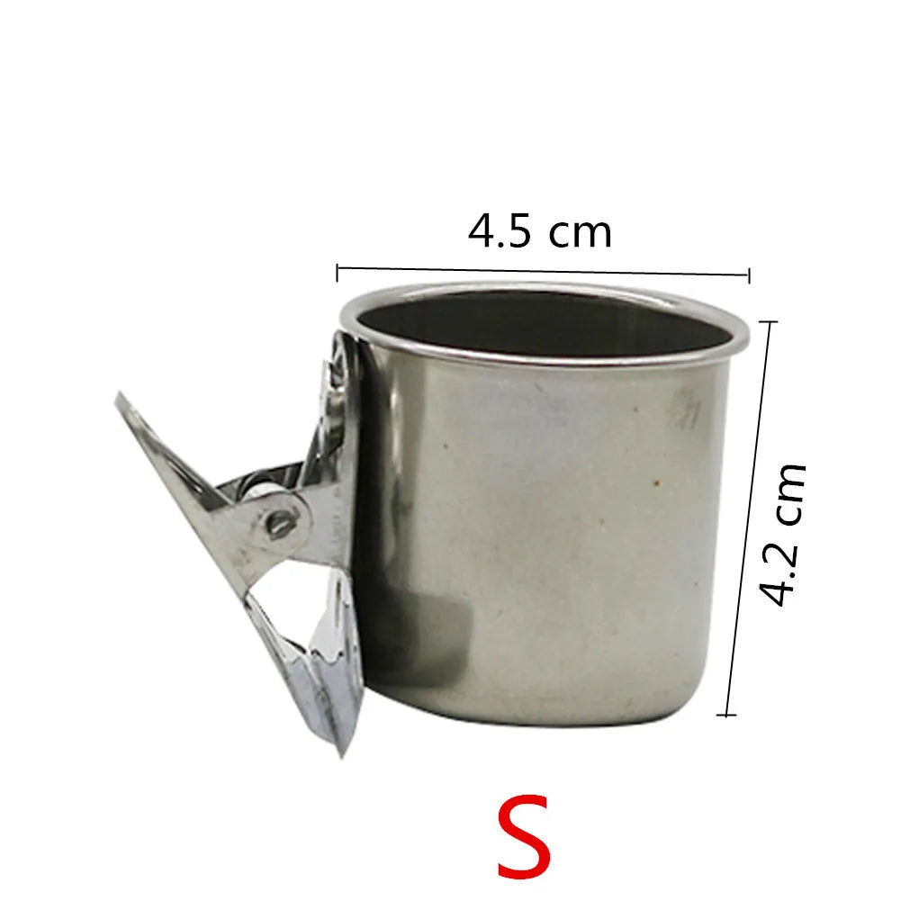 Stainless Steel Bird Feeder with Clip - Double & Single Cup Options