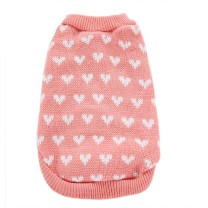 Heart Graphic Cat Sweater - Soft Warm Pet Hoodie