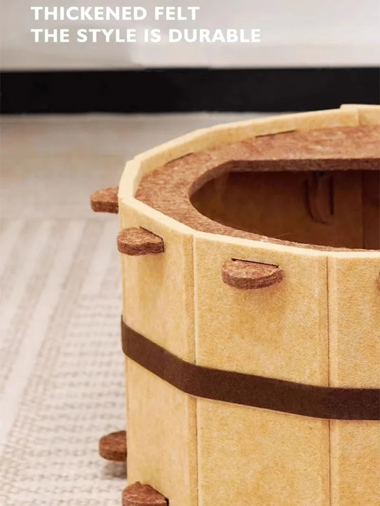 Cozy Felt Cat Bed - Semi-Enclosed Pet Nest with Scratch Surface