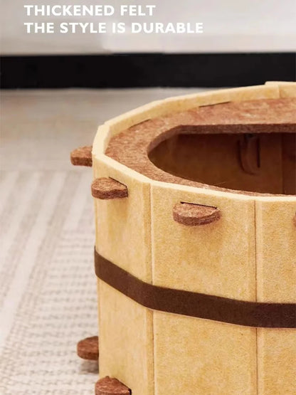 Cozy Felt Cat Bed - Semi-Enclosed Pet Nest with Scratch Surface