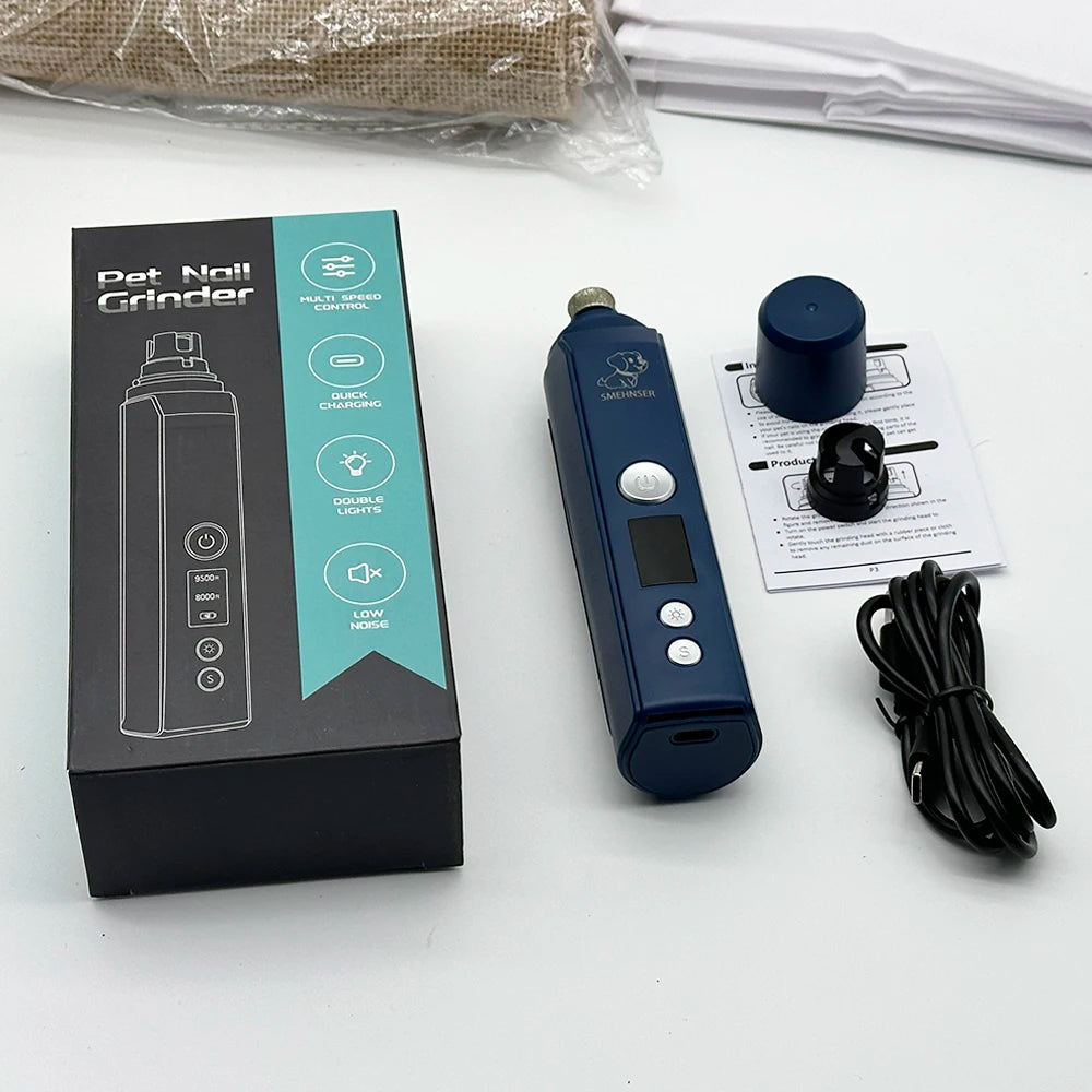 Professional Electric Dog Nail Grinder - Painless Pet Nail Trimmer for Dogs & Cats